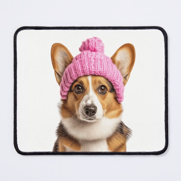 Item preview, Cozy Cardigan Welsh Corgi dog Wearing Pink Winter Hat Trendy Animal Fashion Artwork designed and sold by LazyOwlStore.