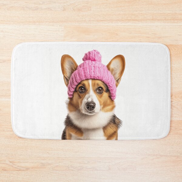 Item preview, Cozy Cardigan Welsh Corgi dog Wearing Pink Winter Hat Trendy Animal Fashion Artwork designed and sold by LazyOwlStore.