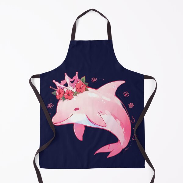 Item preview, Pink Kawaii Dolphin Princess with Crown and Hibiscus Flowers designed and sold by KiraChie.