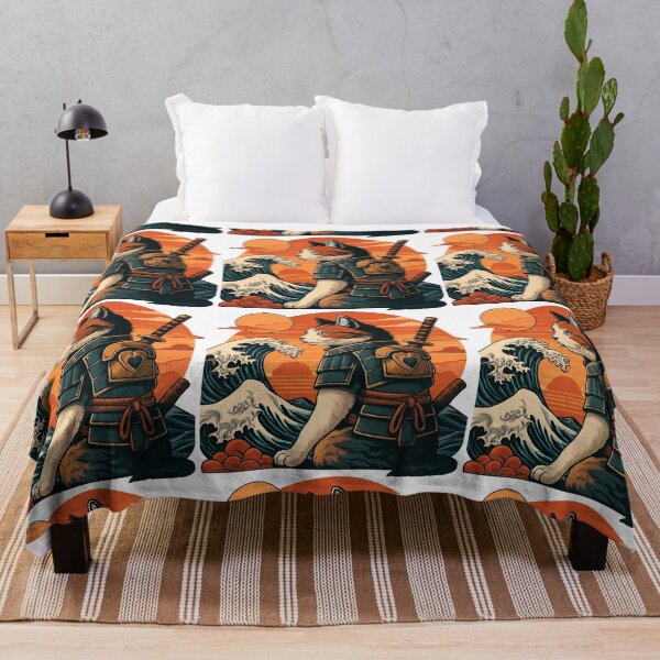 Item preview, Samurai Cat at Sunset with Wave and Armor designed and sold by ArtfulWeave.