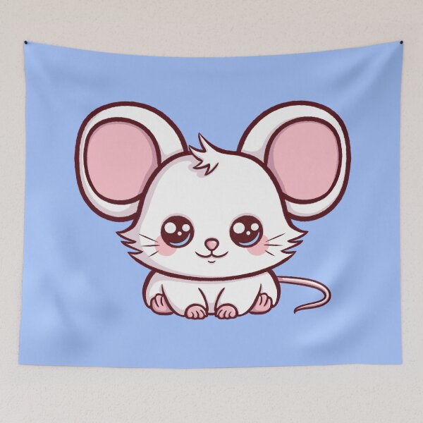 Item preview, Kawaii White Mouse with Big Ears - Cartoon Art designed and sold by Magsu.art.