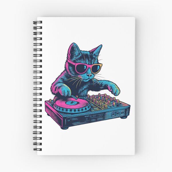 Item preview, Neon DJ Cat with Turntable and Sunglasses designed and sold by ArtfulWeave.