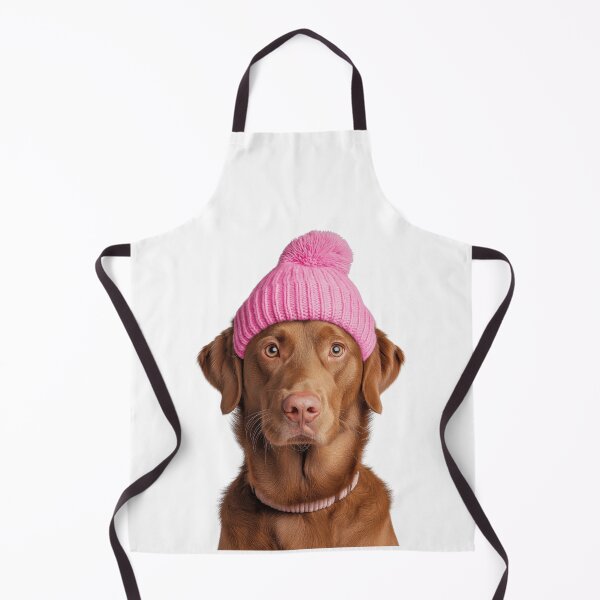 Item preview, Cozy Chesapeake Bay Retriever dog Wearing Pink Winter Hat Trendy Animal Fashion Artwork designed and sold by LazyOwlStore.