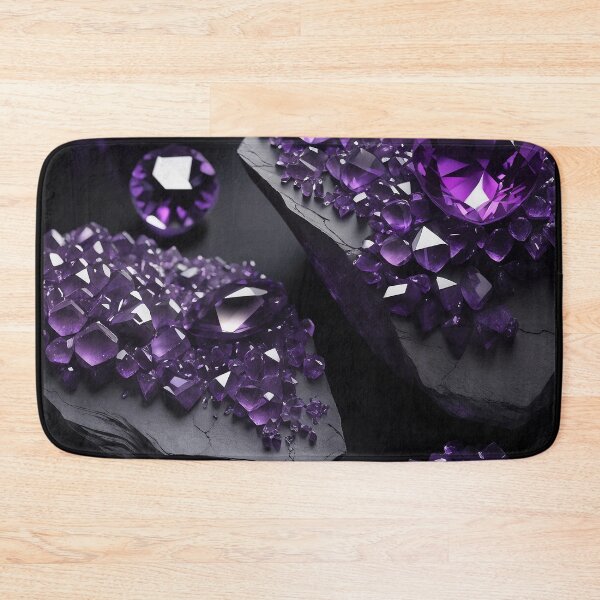 Item preview, Vibrant Purple Amethyst Crystals and Gemstones on Black Stones designed and sold by SolaoLab.