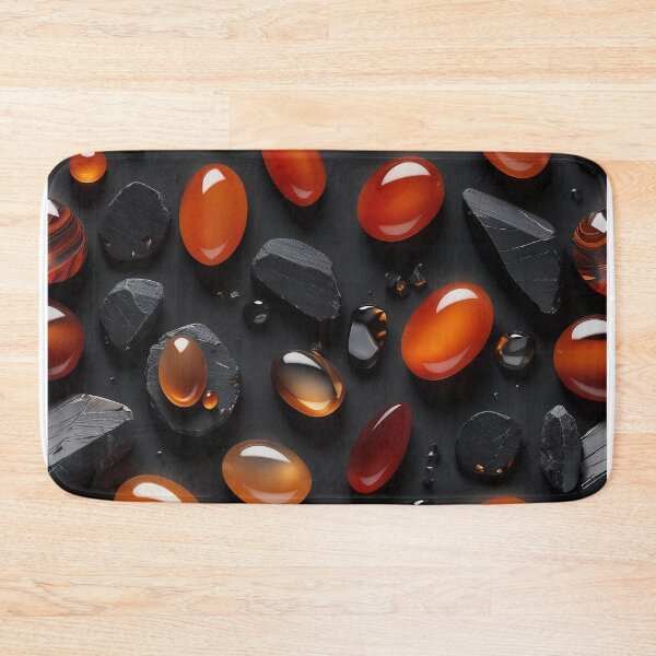 Item preview, Vibrant Carnelian and Black Agate Gemstones on Dark Background designed and sold by SolaoLab.