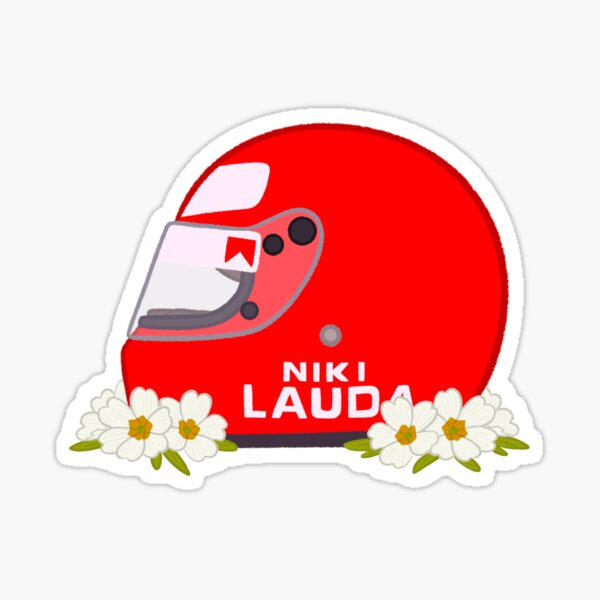 Artikel-Vorschau von Niki Lauda 1975 Helm mit Blumen, designt und verkauft von OriDraws.