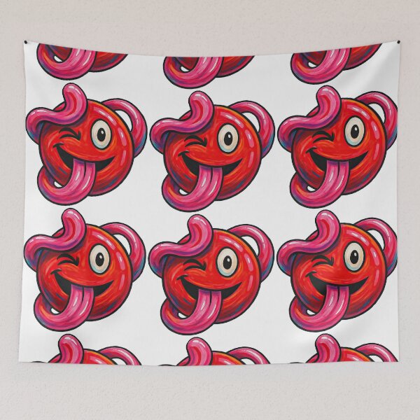 Item preview, Playful Red Emoji with Twisted Tongue Art designed and sold by ArtfulWeave.