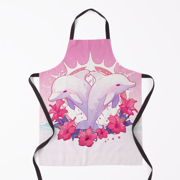 Item preview, Pastel Pink Dolphins with Tropical Hibiscus Flowers designed and sold by KiraChie.