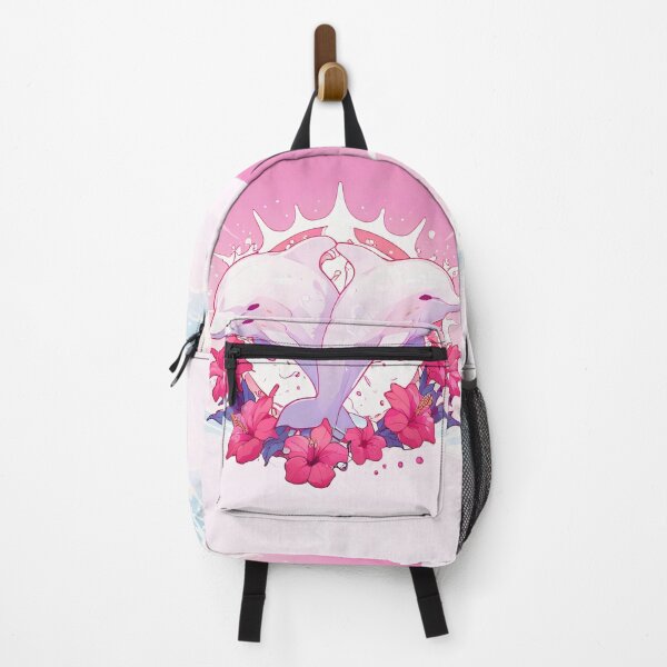 Item preview, Pastel Pink Dolphins with Tropical Hibiscus Flowers designed and sold by KiraChie.