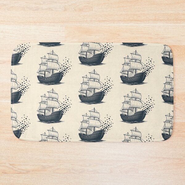 Item preview, Pixel Pirate Ship — Retro Sailing Glitch Art for Stickers, T-Shirts & Mugs designed and sold by JuliJoy.