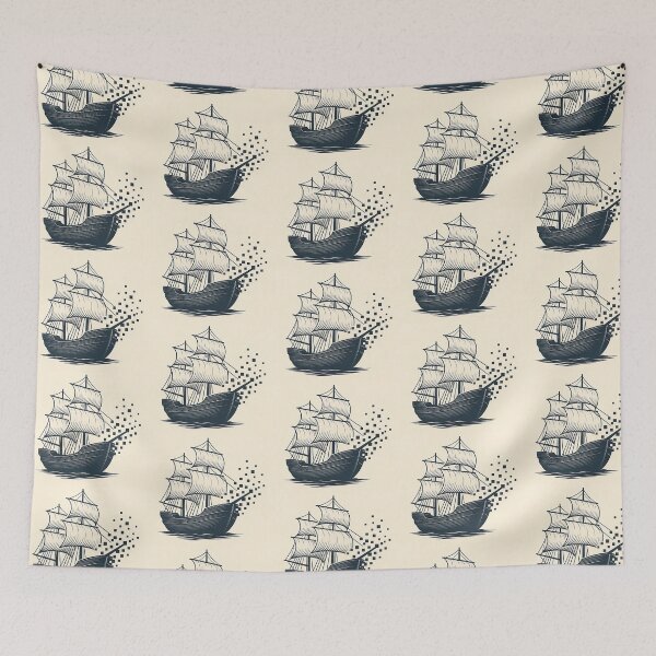 Item preview, Pixel Pirate Ship — Retro Sailing Glitch Art for Stickers, T-Shirts & Mugs designed and sold by JuliJoy.