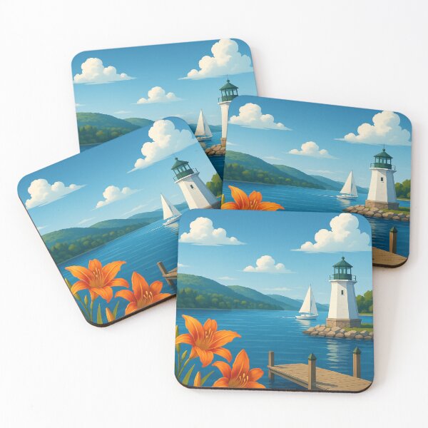 Item preview, Canandaigua Lighthouse and Summer Flowers designed and sold by Places On Earth.