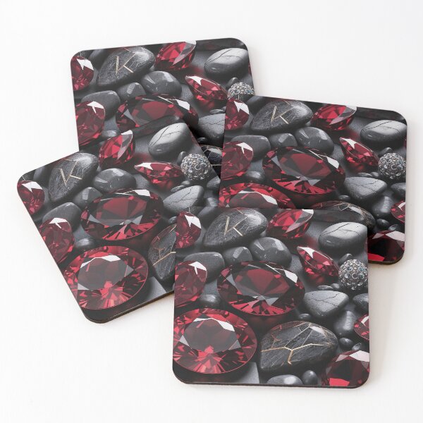 Item preview, Luxurious Red Ruby Gemstones and Kintsugi Stones on a Dark Background designed and sold by SolaoLab.