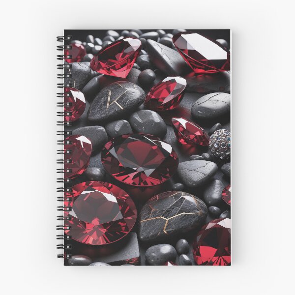 Item preview, Luxurious Red Ruby Gemstones and Kintsugi Stones on a Dark Background designed and sold by SolaoLab.