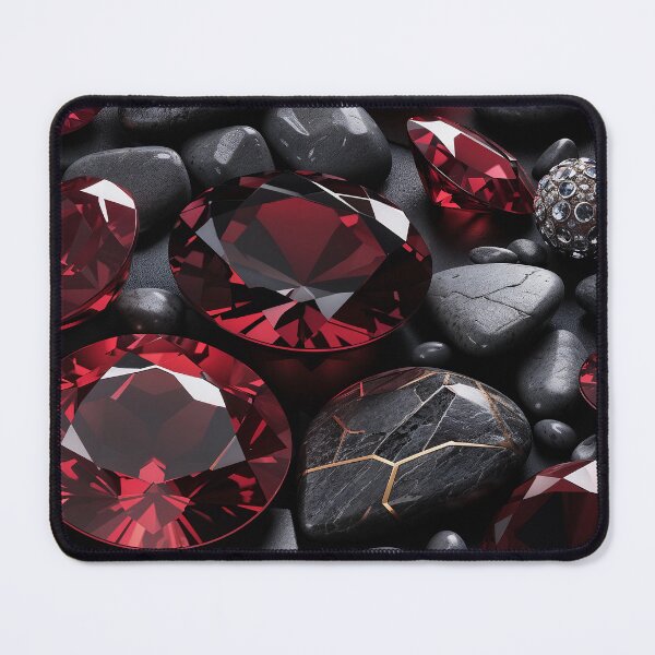 Item preview, Luxurious Red Ruby Gemstones and Kintsugi Stones on a Dark Background designed and sold by SolaoLab.