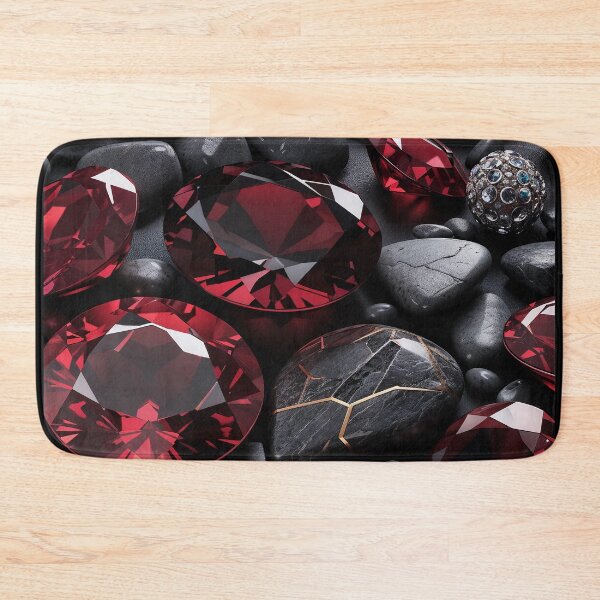 Item preview, Luxurious Red Ruby Gemstones and Kintsugi Stones on a Dark Background designed and sold by SolaoLab.
