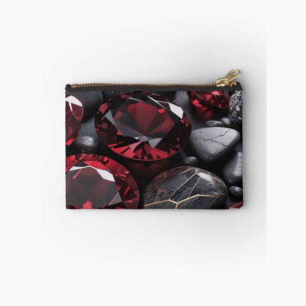 Item preview, Luxurious Red Ruby Gemstones and Kintsugi Stones on a Dark Background designed and sold by SolaoLab.