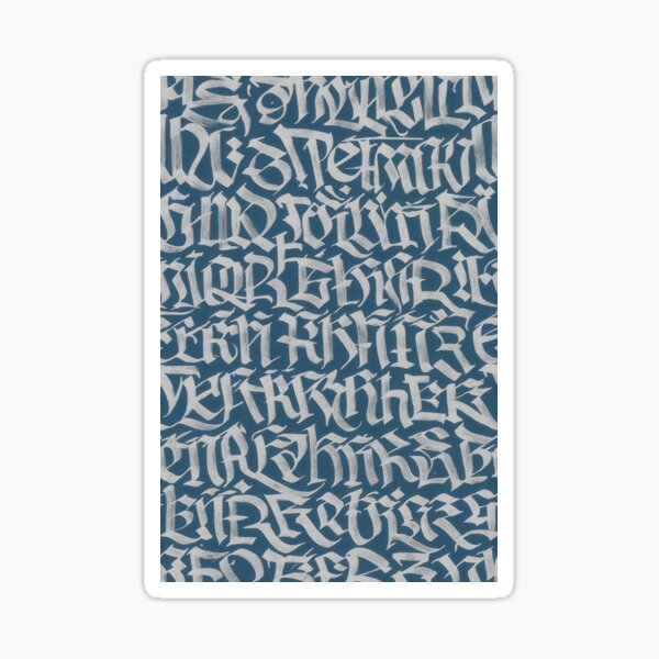 Item preview, Gothic Calligraphy Pattern in Blue and Beige designed and sold by Trendy Sticker & Merch Collection - Express Yourself.