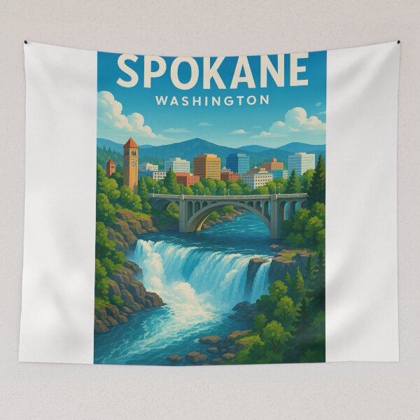 Item preview, Downtown Spokane and the Falls designed and sold by Places On Earth.