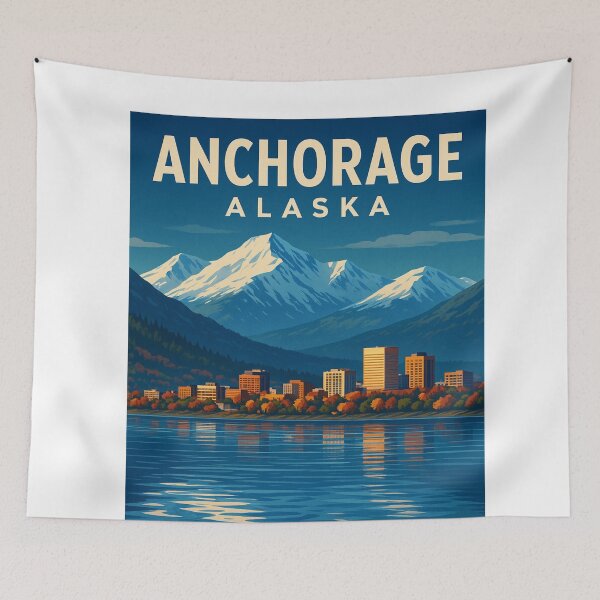 Item preview, Anchorage Cityscape and Autumn Trees designed and sold by Aryabek.