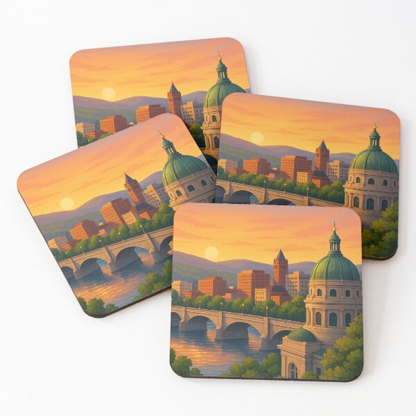 Item preview, Wilkes-Barre Sunset Over River and Dome designed and sold by Aryabek.