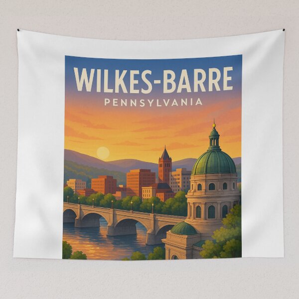 Item preview, Wilkes-Barre Sunset Over River and Dome designed and sold by Aryabek.