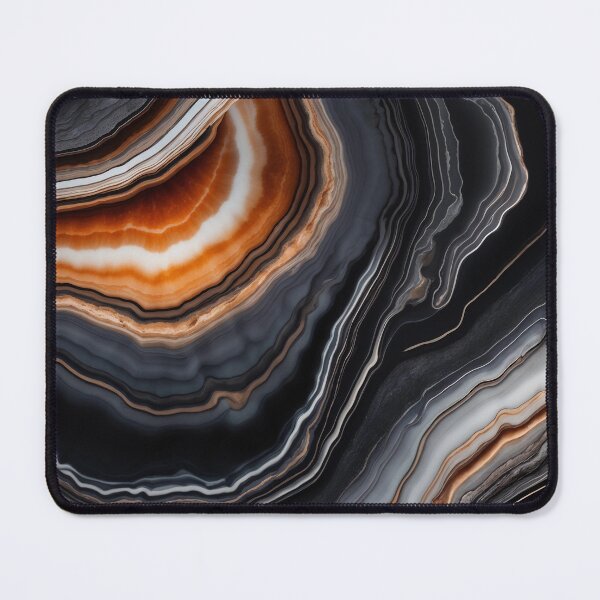 Item preview, Mesmerizing Abstract Agate Stone Layers in Black, Grey, and Orange designed and sold by SolaoLab.