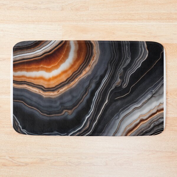 Item preview, Mesmerizing Abstract Agate Stone Layers in Black, Grey, and Orange designed and sold by SolaoLab.