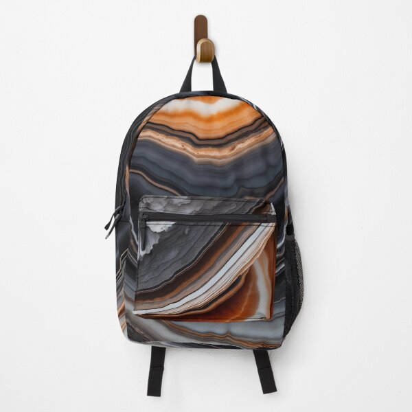 Item preview, Mesmerizing Abstract Agate Stone Layers in Black, Grey, and Orange designed and sold by SolaoLab.