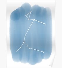 Canis Major Watercolour Constellation Poster