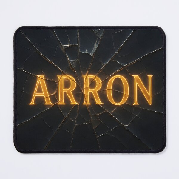 Item preview, ARRON Shattered Glass Reflection – Cracked Mirror Name Typography designed and sold by VoidBloom Studio.