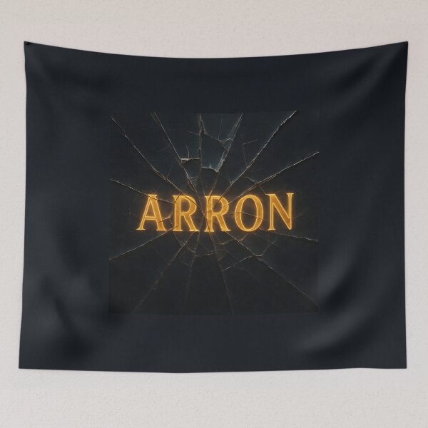 Item preview, ARRON Shattered Glass Reflection – Cracked Mirror Name Typography designed and sold by VoidBloom Studio.