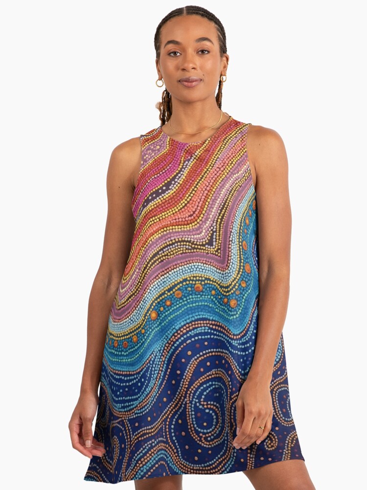 Aboriginal Inspired Dot Art - Volcanic Lava In The Sea" A-Line Dress for  Sale by GrinGalore | Redbubble