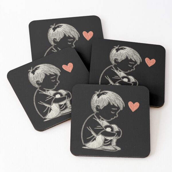 Item preview, Sad Boy Sitting with Heart – Emotional Healing Line Art Design designed and sold by Just Meaningful.