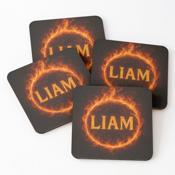 Item preview, LIAM Ring of Fire Design – Flaming Name in Dynamic Fire Circle designed and sold by VoidBloom Studio.