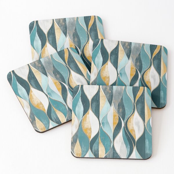 Item preview, Gilded Currents in Aqua and Gold designed and sold by Drese-Art.
