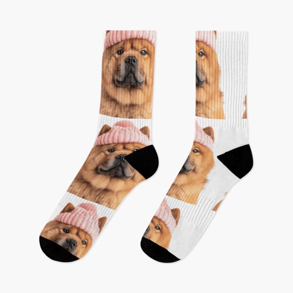 Item preview, Cozy Chow Chow dog Wearing Pink Winter Hat Trendy Animal Fashion Artwork designed and sold by LazyOwlStore.