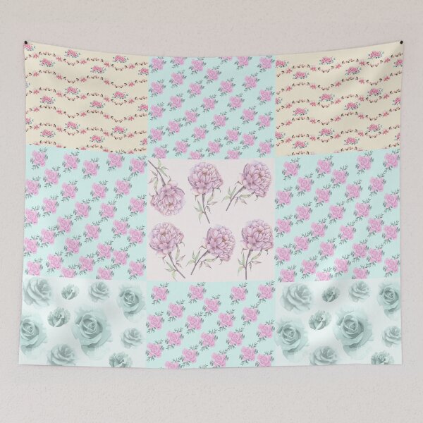Item preview, Vintage Floral Patchwork Pattern – Romantic Cottagecore Design for Pillows, Bags, Apparel & Home Decor designed and sold by HealthCoreCommunity.