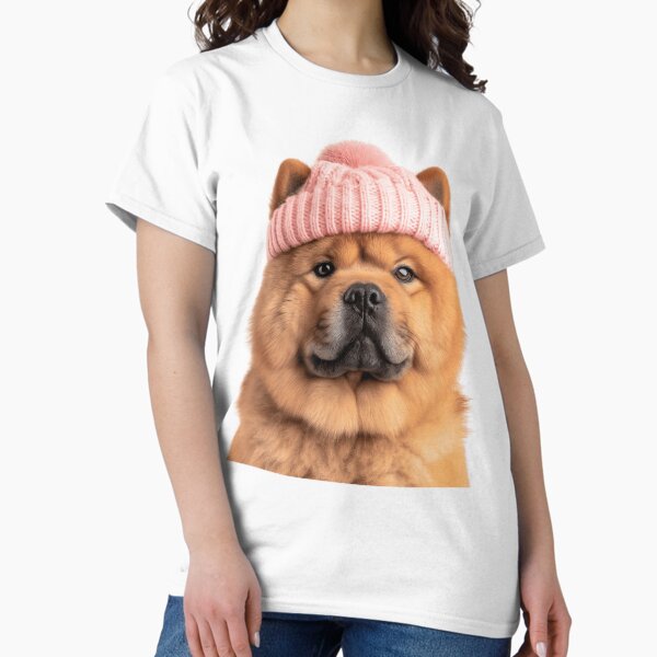 Item preview, Cozy Chow Chow dog Wearing Pink Winter Hat Trendy Animal Fashion Artwork designed and sold by LazyOwlStore.