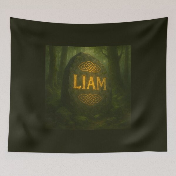 Item preview, LIAM Rune Stone Forest Design – Ancient Celtic Name Engraving designed and sold by VoidBloom Studio.