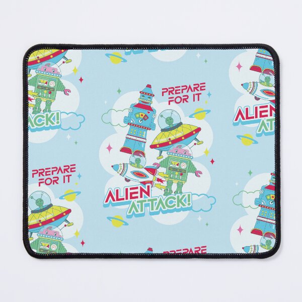 Item preview, Alien attack - Retro robot & UFO invasion art designed and sold by Webstudio 2Amigos.