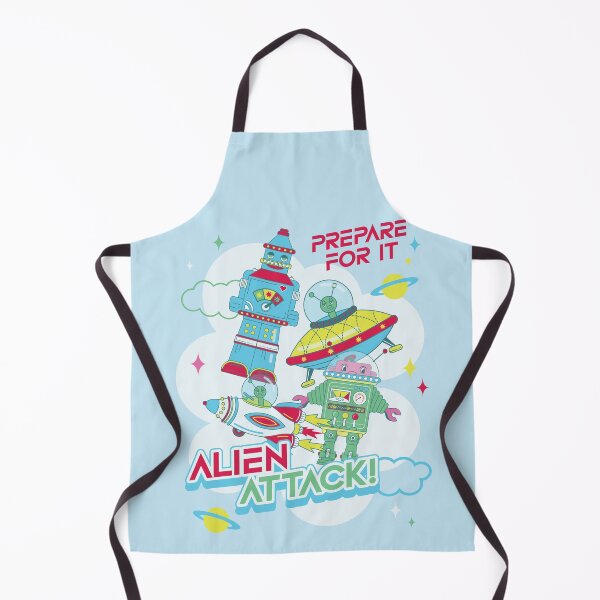 Item preview, Alien attack - Retro robot & UFO invasion art designed and sold by Webstudio 2Amigos.