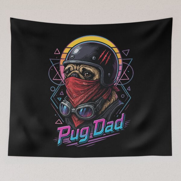 Item preview, Biker Pug Daddy Retro designed and sold by TomFrontierArt.