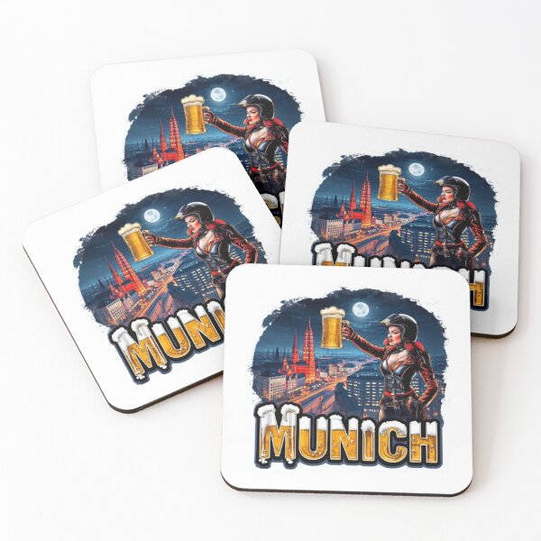 Item preview, Munich Beer Skyline Biker Sticker Premium Cool Trendy Best Gift designed and sold by Imaginarium of Chaos falcon88 .