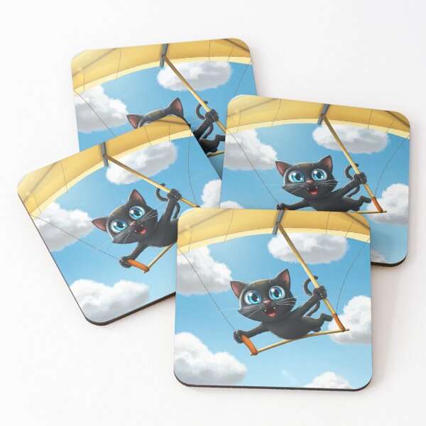 Item preview, Cute Black Cat Flying Hang Glider – Funny Cartoon Kitten Travel Art designed and sold by CraftMuse19.