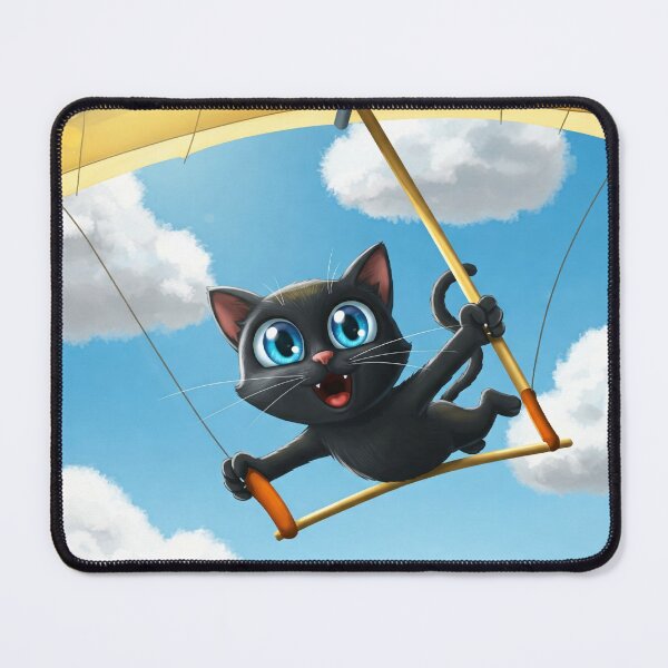 Item preview, Cute Black Cat Flying Hang Glider – Funny Cartoon Kitten Travel Art designed and sold by CraftMuse19.