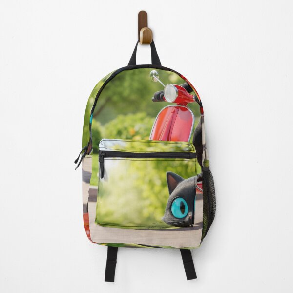 Item preview, Funny Black Cat on Red Scooter – Cute Cartoon Animal Travel Art for Cat Lovers designed and sold by CraftMuse19.