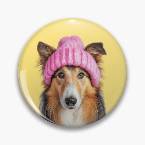 Item preview, Cozy Collie dog Wearing Pink Winter Hat Trendy Animal Fashion Artwork designed and sold by LazyOwlStore.
