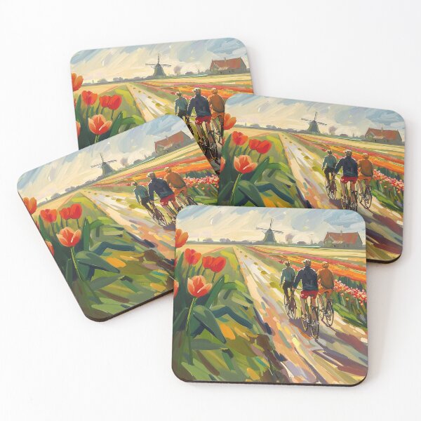 Item preview, Cycling Past Dutch Tulips and Windmill Fields designed and sold by Drese-Art.