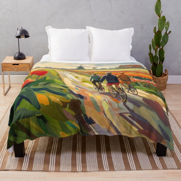 Item preview, Cycling Past Dutch Tulips and Windmill Fields designed and sold by Drese-Art.